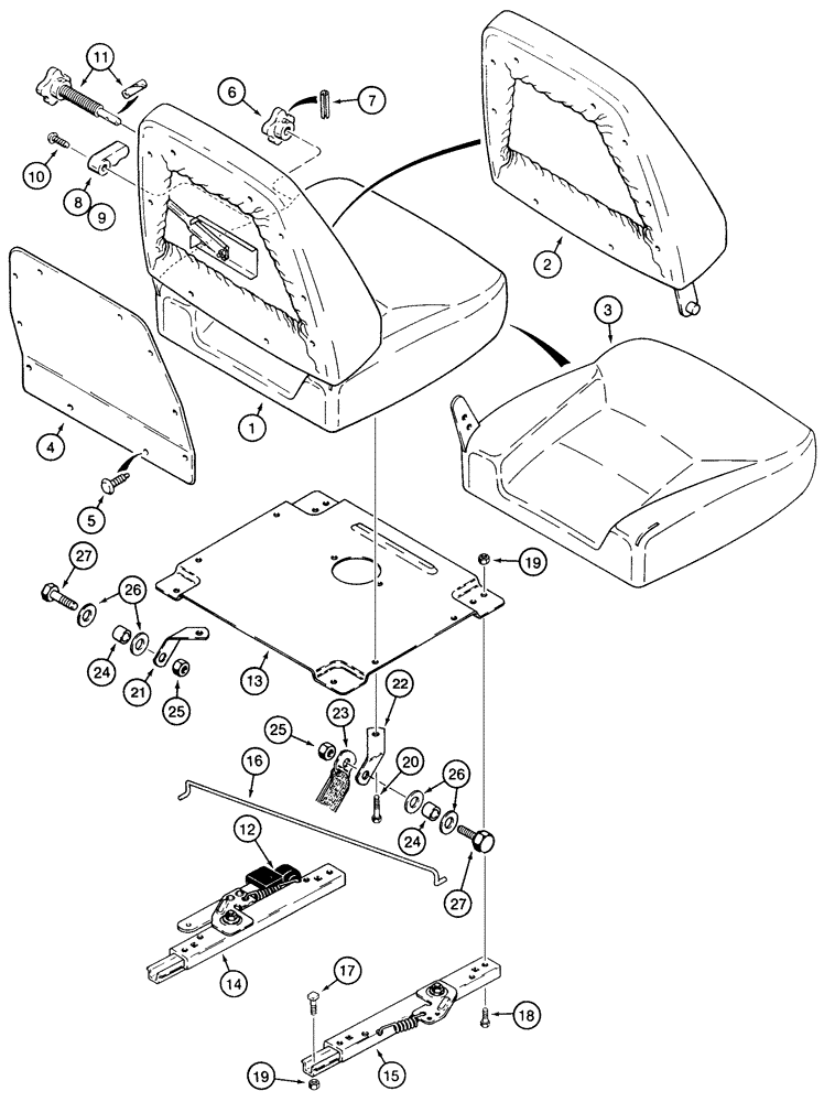 Схема запчастей Case 855E - (9-056) - SEAT ASSEMBLY, WITH SUSPENSION (09) - CHASSIS/ATTACHMENTS
