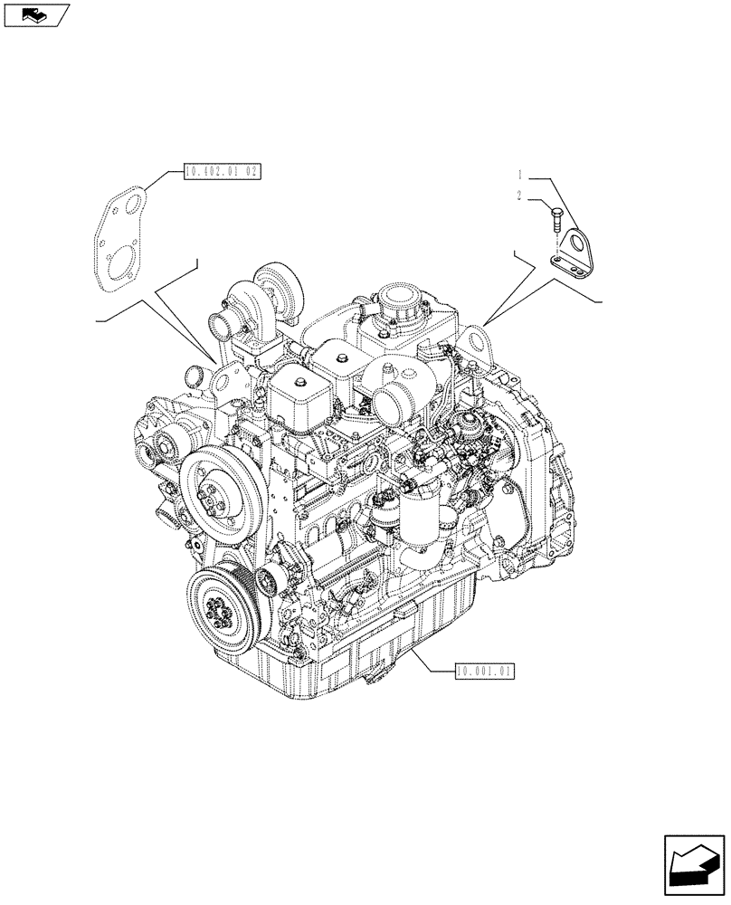 Схема запчастей Case F4GE9454K J604 - (10.012.04) - HOOKS - ENGINE (2852182) (10) - ENGINE