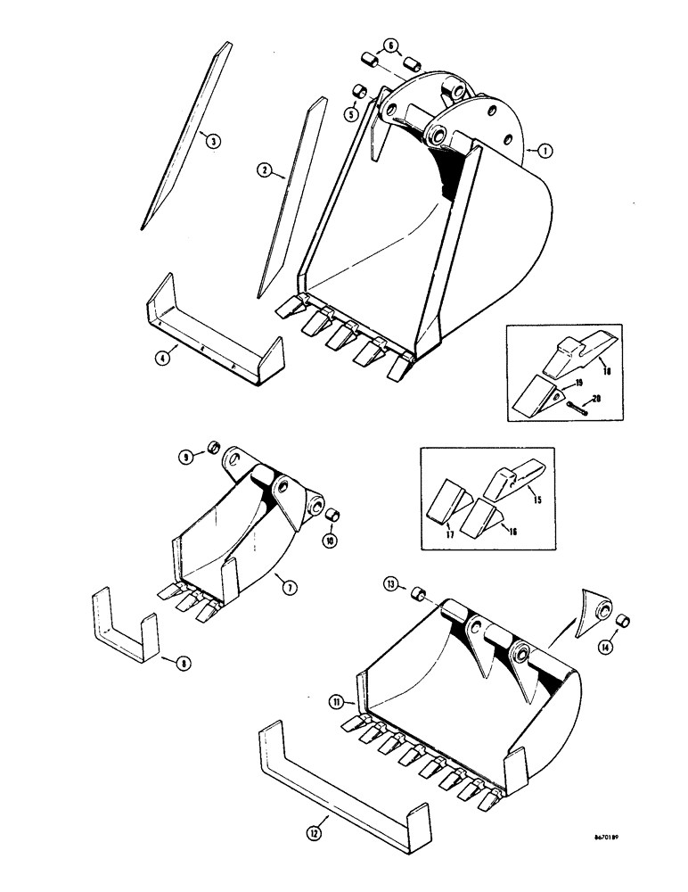 Схема запчастей Case 34 - (16) - BACKHOE BUCKETS (OPTIONAL TYPES), HIGH CAPACITY TRENCHING BUCKETS (MACHINERY ITEM) 