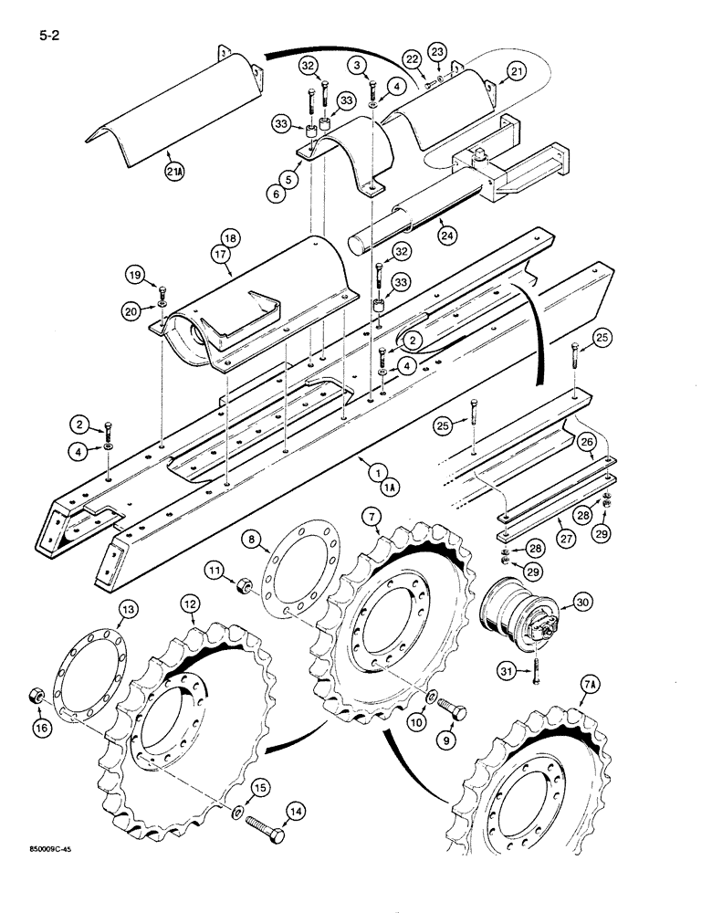 Схема запчастей Case 850D - (5-02) - TRACK FRAMES AND RELATED PARTS (11) - TRACKS/STEERING