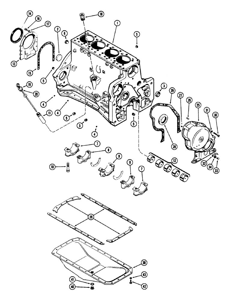 Схема запчастей Case 680CK - (012) - CYLINDER BLOCK ASSEMBLY, (267) DIESEL ENGINE (10) - ENGINE