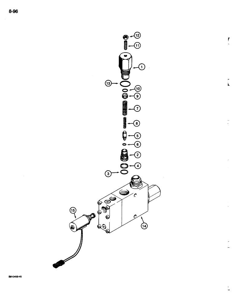 Схема запчастей Case 680L - (8-096) - BOOM LOCK SOLENOID VALVE, CYLINDER MOUNTED (08) - HYDRAULICS