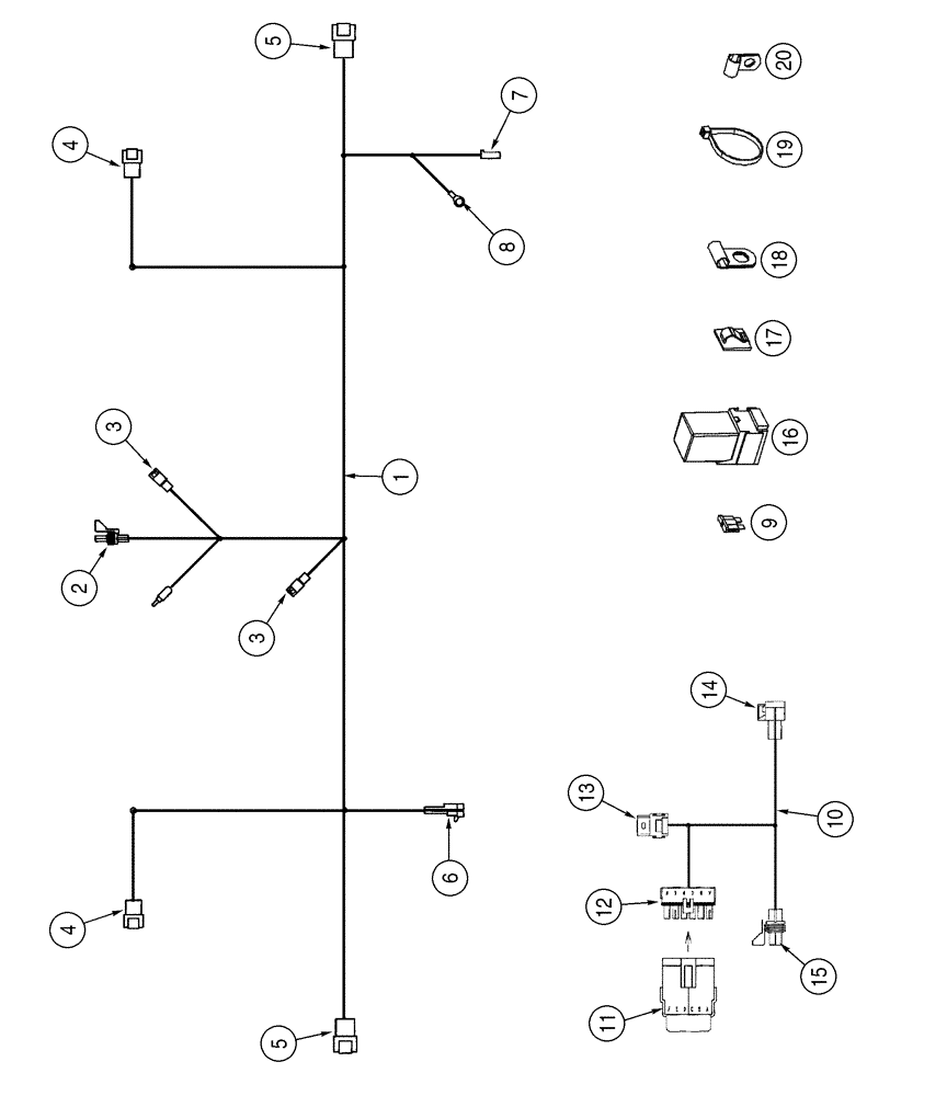 Схема запчастей Case 75XT - (04-13) - HARNESS - TURN SIGNAL, FLASHER AND LICENSE PLATE LAMP (04) - ELECTRICAL SYSTEMS