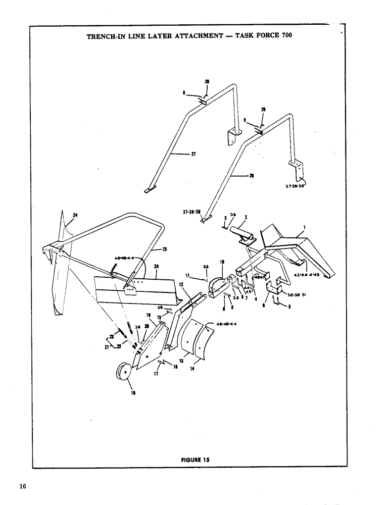 Схема запчастей Case P-40 - (16) - TRENCH - IN LINE LAYER ATTACHMENT - TASK FORCE 700 