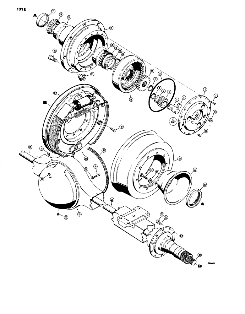 Схема запчастей Case W14 - (101E) - AXLE HOUSING AND PLANETARY, L77964 AND L77965 (06) - POWER TRAIN