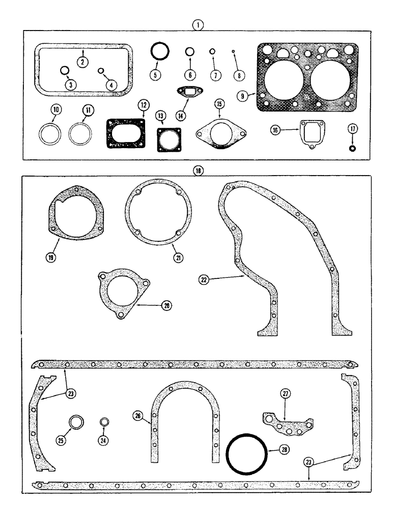 Схема запчастей Case W10B - (016) - ENGINE GASKET KITS, (401) DIESEL ENGINE (02) - ENGINE