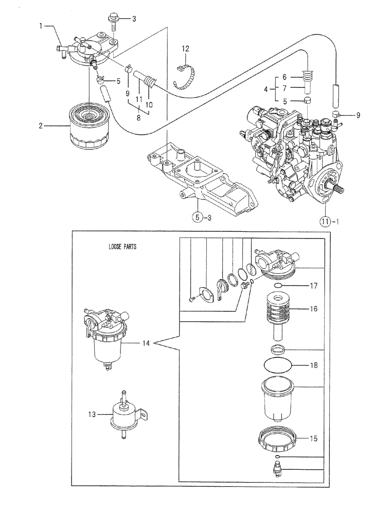 Схема запчастей Case CX36B - (08-014) - FUEL LINE ENGINE COMPONENTS