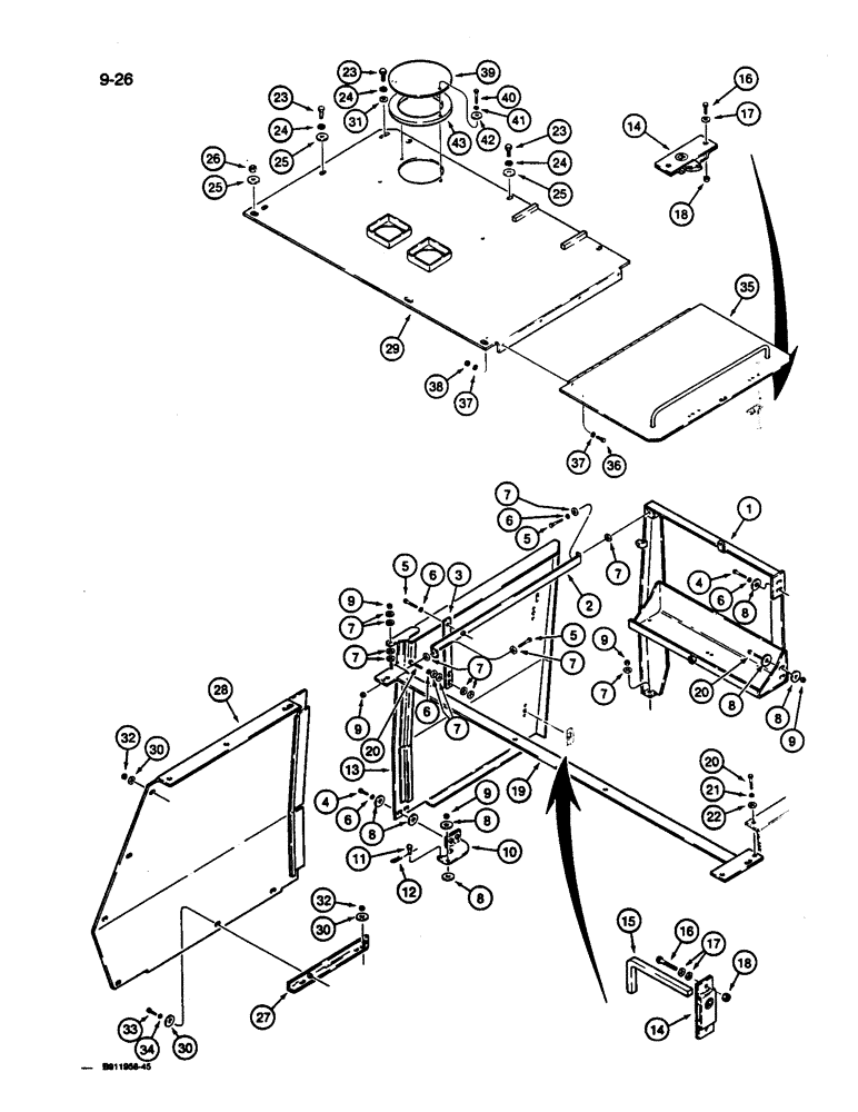 Схема запчастей Case 1187C - (9-26) - ENGINE COVER AND LEFT-HAND SIDE PANELS (09) - CHASSIS