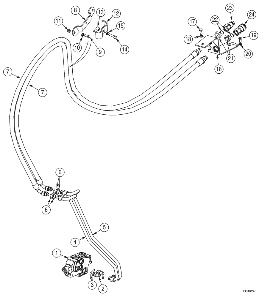 Схема запчастей Case 85XT - (08-03) - HYDRAULICS - AUXILIARY SYSTEM (08) - HYDRAULICS