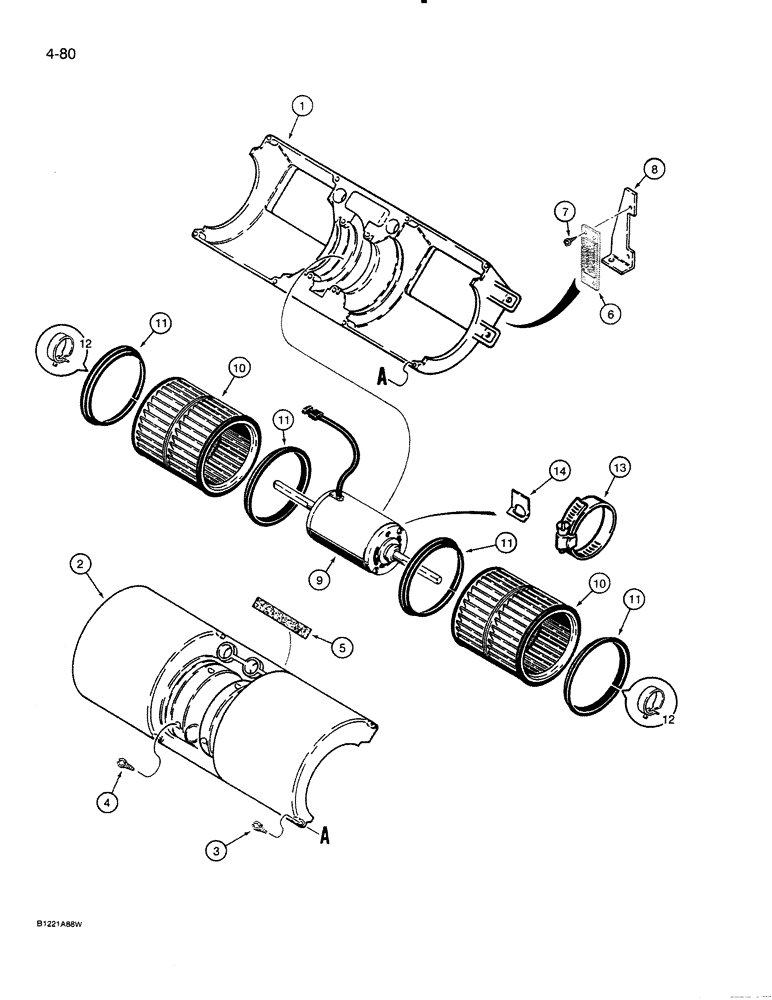 Схема запчастей Case 821 - (4-080) - CAB BLOWER (04) - ELECTRICAL SYSTEMS
