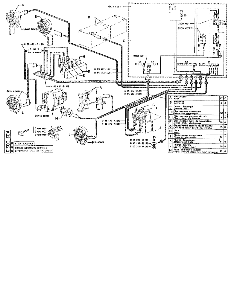 Схема запчастей Case 90BCL - (332) - UPPERSTRUCTURE ELECTRIC CIRCUIT (06) - ELECTRICAL SYSTEMS
