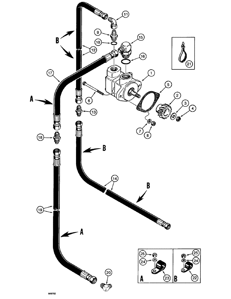 Схема запчастей Case 1187 - (158) - HYDRAULIC CIRCUIT FOR CONTROLS, HYDRAULIC PUMP AND LINES - CASE ENGINE (07) - HYDRAULIC SYSTEM