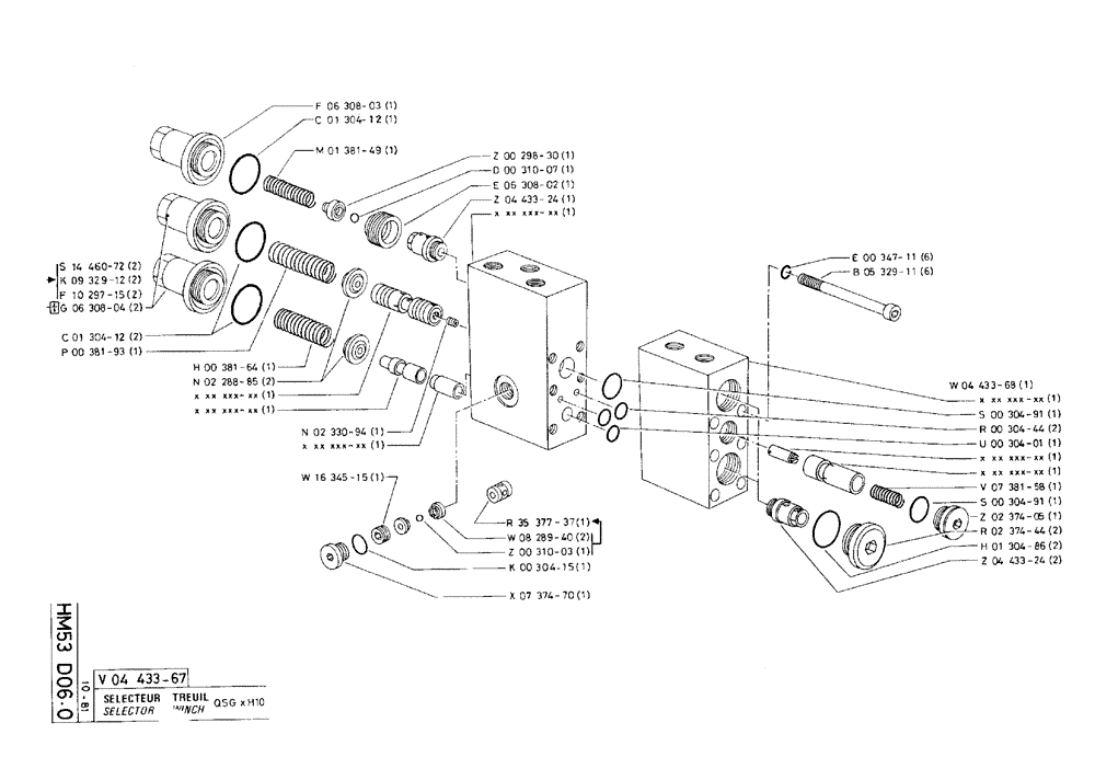 Схема запчастей Case 75C - (HM53 D06.0) - SELECTOR WINCH - QSG X H10 (05) - UPPERSTRUCTURE CHASSIS