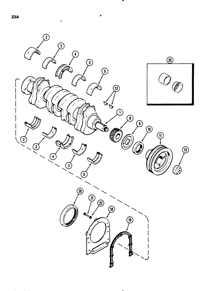 Схема запчастей Case 455B - (023A) - CRANKSHAFT, 207 TURBOCHARGED DIESEL ENGINE (01) - ENGINE