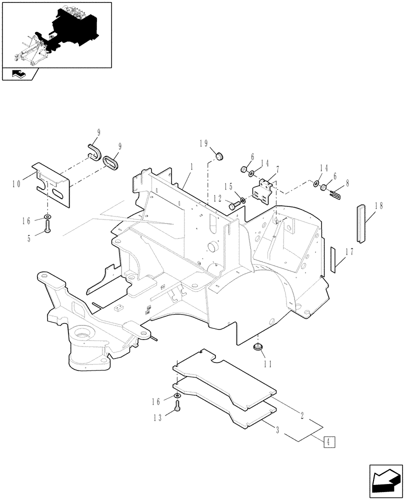 Схема запчастей Case 121E - (1.21.5/01) - REAR FRAME (12) - MAIN FRAME