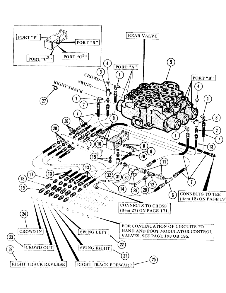 Схема запчастей Case 120 - (201) - PILOT PRESSURE CIRCUIT, BULKHEAD TO REAR MAIN CONTROL VALVE (35) - HYDRAULIC SYSTEMS