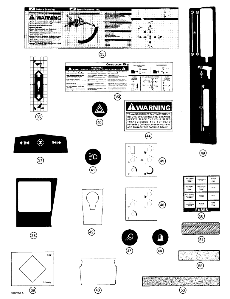 Схема запчастей Case 590 - (9-150) - DECALS (09) - CHASSIS/ATTACHMENTS
