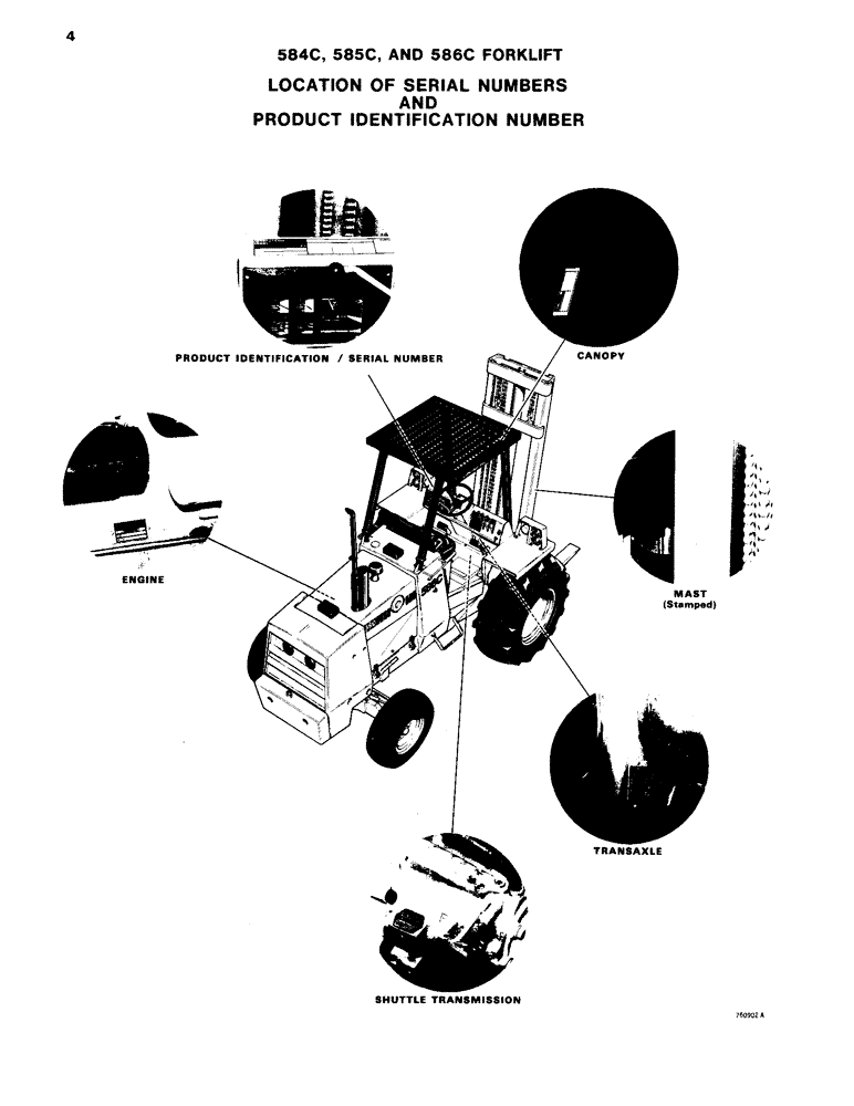 Схема запчастей Case 585C - (004) - LOCATION OF SERIAL NUMBERS AND PRODUCT IDENTIFICATION NUMBER (05) - SERVICE & MAINTENANCE