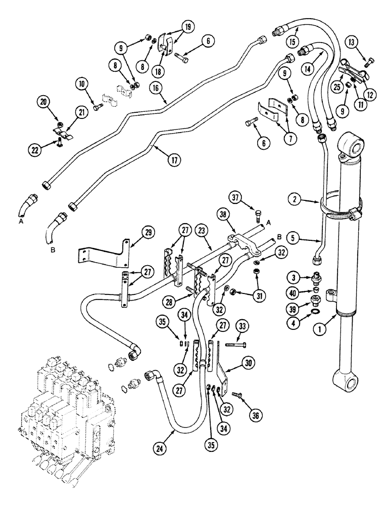 Схема запчастей Case 580SK - (8-112) - HYDRAULIC CIRCUIT BUCKET CYLINDER, PRESTIGE/SERVOPOWER VERSION, INTEGRAL BACKHOE (08) - HYDRAULICS