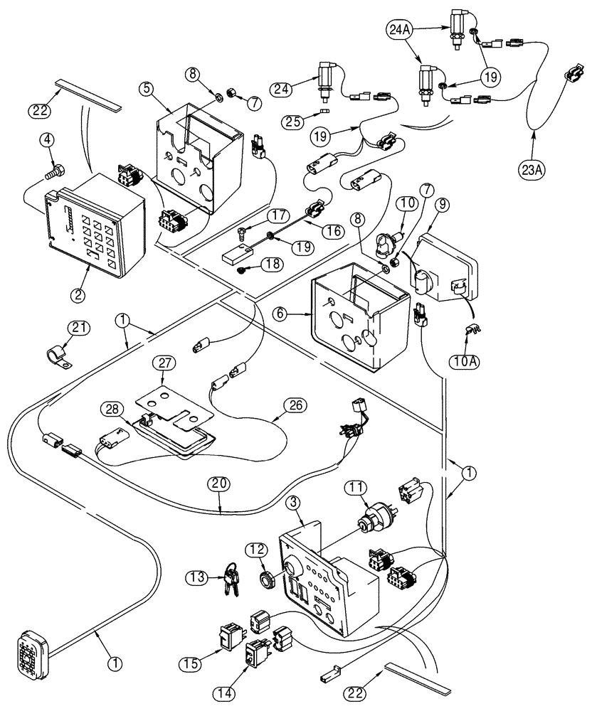 Схема запчастей Case 75XT - (04-15) - HARNESS - CAB (04) - ELECTRICAL SYSTEMS