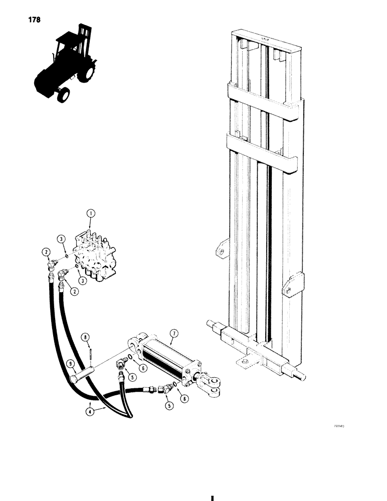 Схема запчастей Case 584C - (178) - MAST SIDESHIFT HYDRAULIC CIRCUIT (35) - HYDRAULIC SYSTEMS