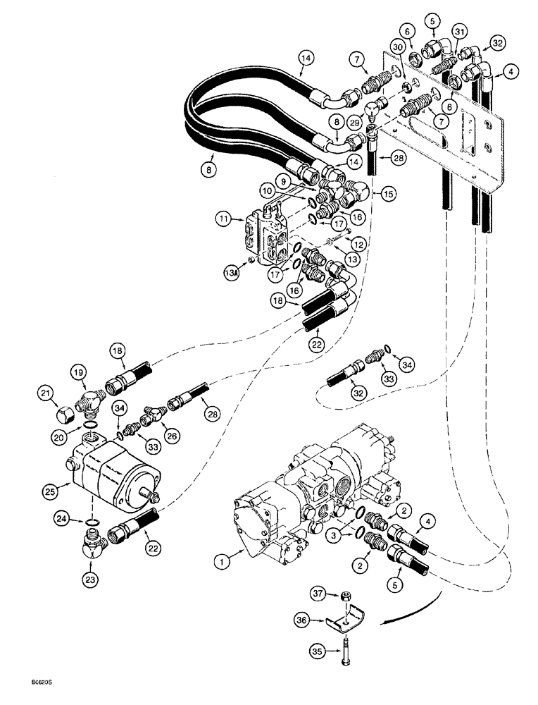 Схема запчастей Case 760 - (08-092) - STANDARD QUAD TRENCHER DRIVE HYDRAULIC CIRCUIT (35) - HYDRAULIC SYSTEMS