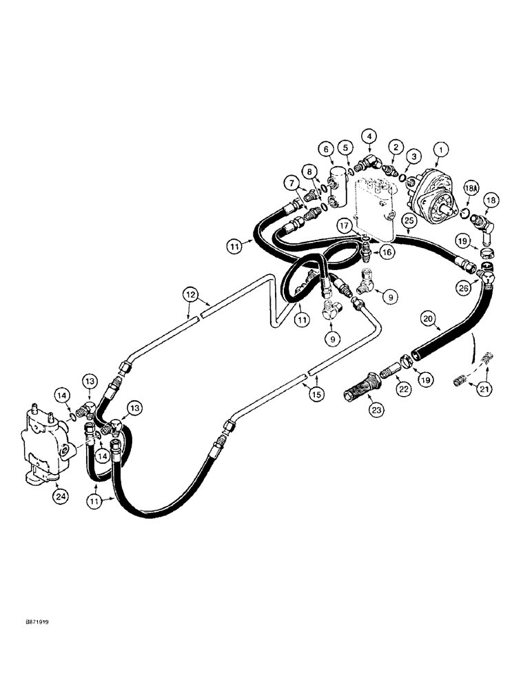 Схема запчастей Case TF300 - (8-20) - BACKFILL BLADE HYDRAULIC CIRCUIT, CONTROL VALVE SUPPLY AND (08) - HYDRAULICS