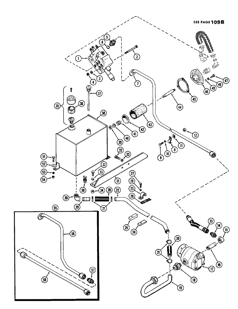 Схема запчастей Case W5 - (108) - HYDRAULIC RESERVOIR CIRCUIT (08) - HYDRAULICS