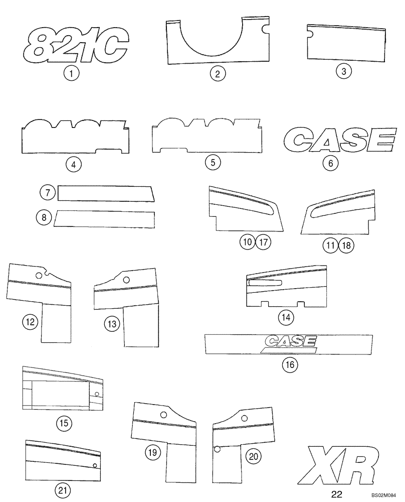 Схема запчастей Case 821C - (09-52) - DECALS (09) - CHASSIS