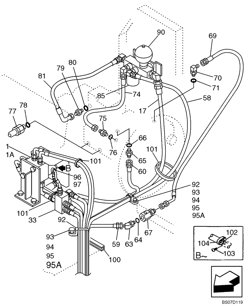 Схема запчастей Case CX210 - (08-26) - HYDRAULICS - PILOT PRESSURE, RETURN LINES (Nov 3 2009 8:16AM) (08) - HYDRAULICS
