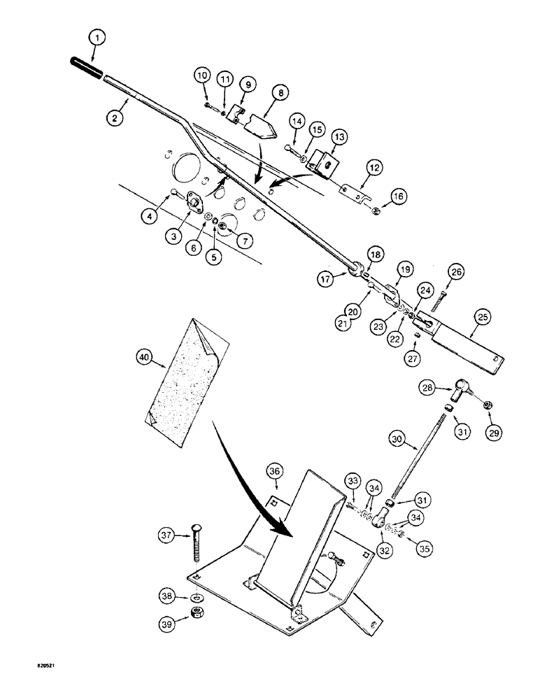 Схема запчастей Case W4 - (080) - HYDROSTATIC PUMP CONTROLS, FORWARD AND REVERSE CONTROL LEVER AND FOOT PEDAL (06) - POWER TRAIN