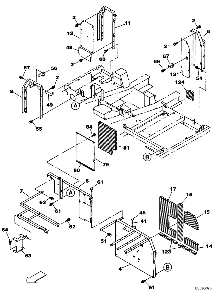 Схема запчастей Case CX210N - (09-05) - FRAMES, COVERS - INSULATION, P.I.N. DAC072099 - DAC0721630 (09) - CHASSIS