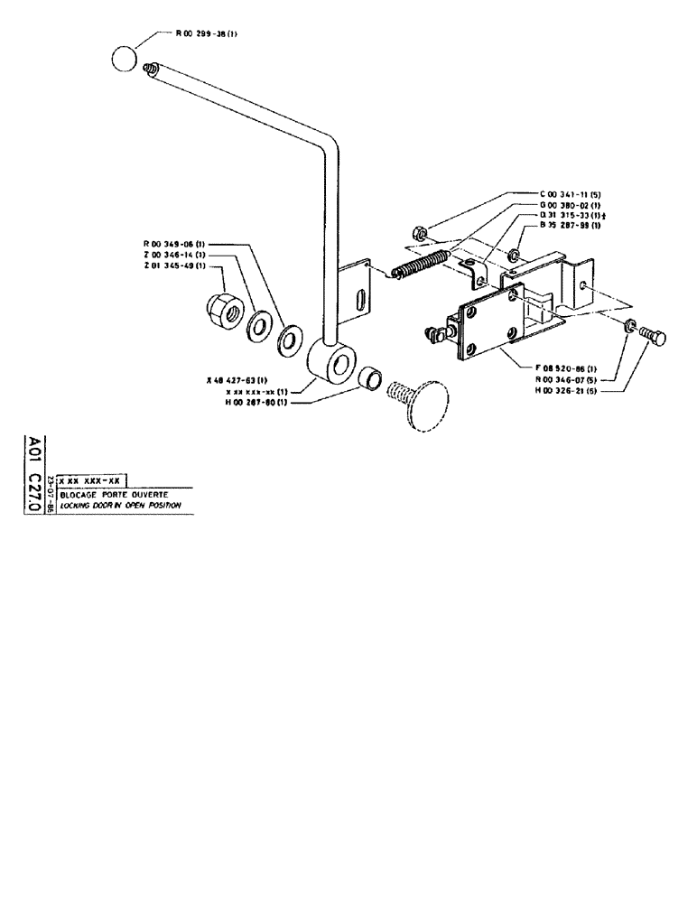 Схема запчастей Case 90BCL - (014) - LOCKING DOOR IN OPEN POSITION (05) - UPPERSTRUCTURE CHASSIS