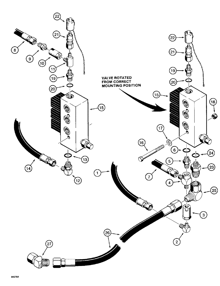 Схема запчастей Case 1187 - (162) - HYDRAULIC CIRCUIT FOR CONTROLS, SOLENOID CONTROL VALVE CONNECTING LINES (07) - HYDRAULIC SYSTEM