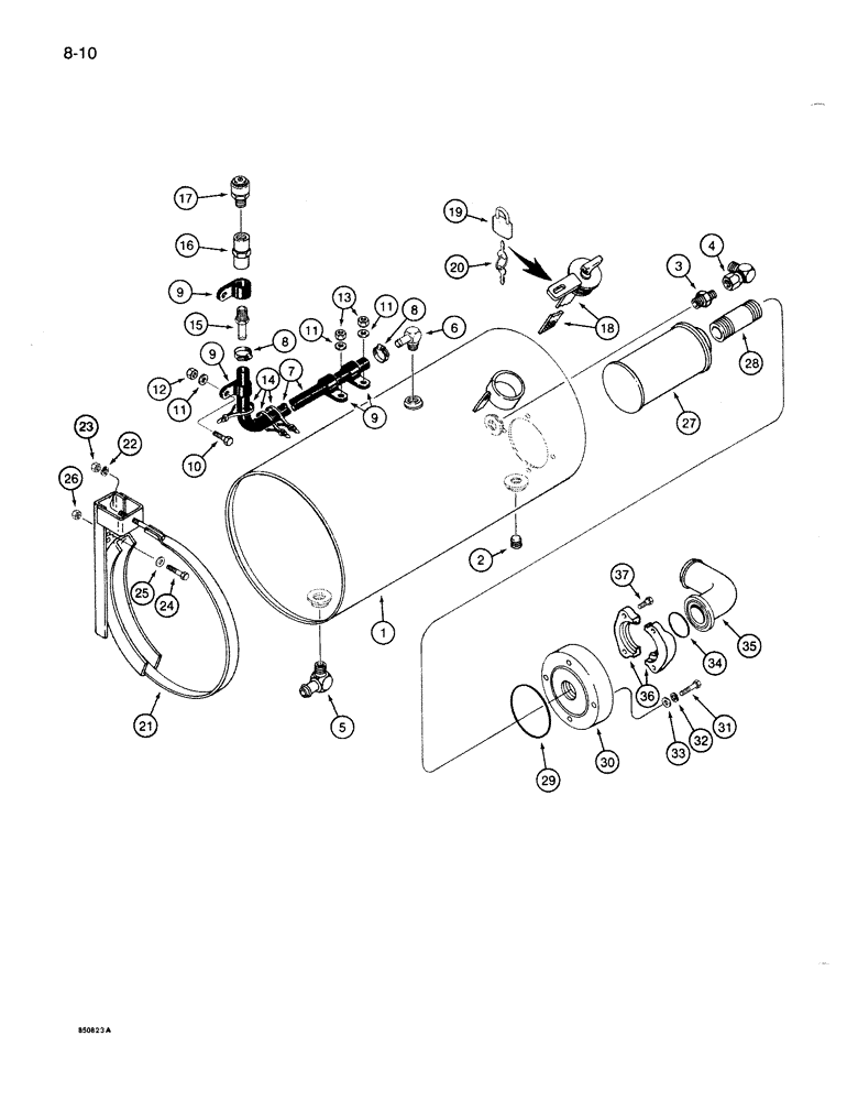 Схема запчастей Case 1085B - (8-010) - HYDRAULIC RESERVOIR (08) - HYDRAULICS