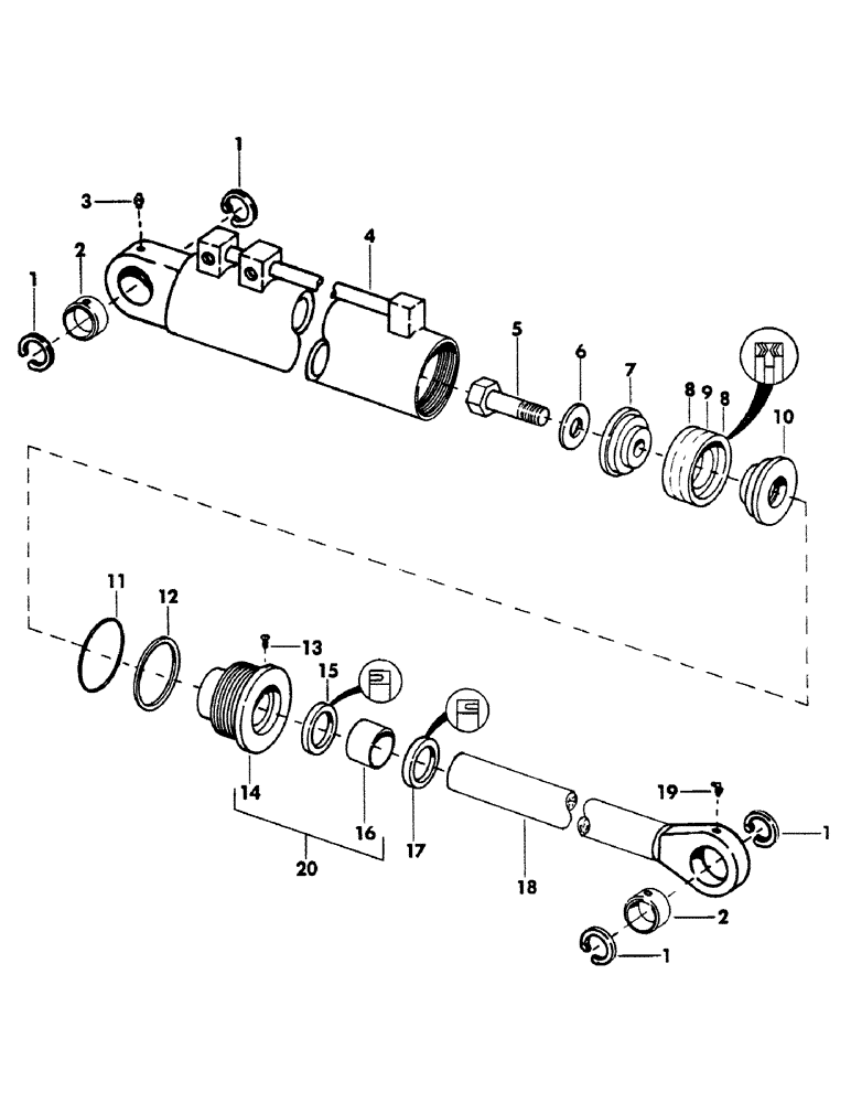 Схема запчастей Case 40BLC - (212) - SHEAR ARM CYLINDER, (6.50" ID X 24.50" STROKE), (USED WITH 20" FELLER BUNCHER) (07) - HYDRAULIC SYSTEM
