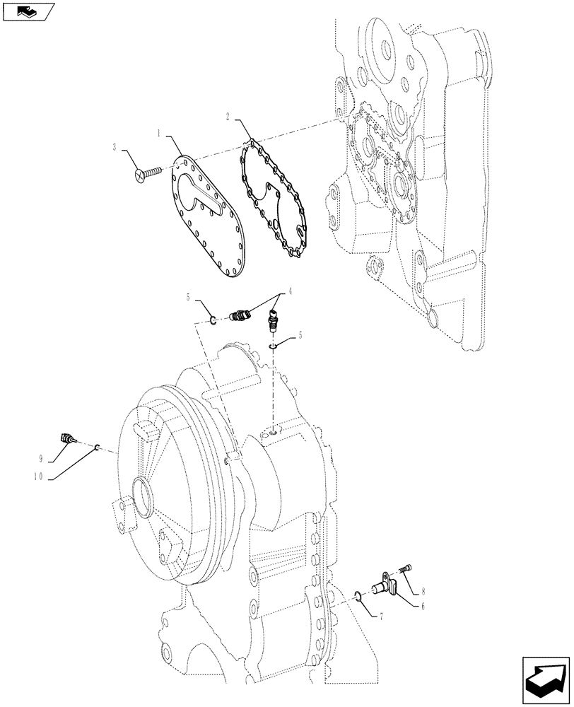 Схема запчастей Case 921F - (21.100.02) - TRANSMISSION , SPEED SENSOR, TEMPERATURE SENDOR, AND PUMP COVER (21) - TRANSMISSION