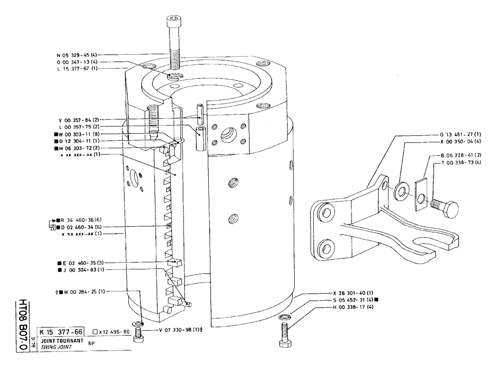 Схема запчастей Case 75C - (HT08 B07.0) - SWING JOINT PIVOT - 8P (07) - HYDRAULIC SYSTEM