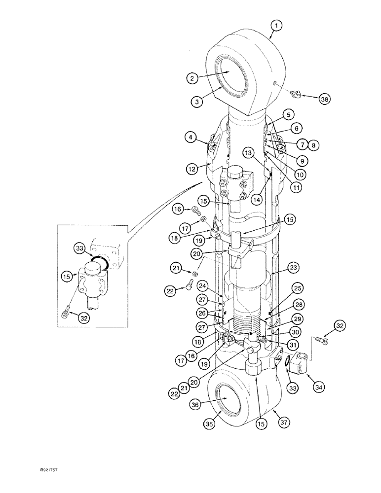 Схема запчастей Case 9030 - (8-78) - ARM CYLINDER (08) - HYDRAULICS