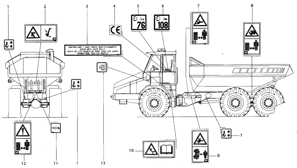 Схема запчастей Case 325 - (6.789A[01]) - ACCESSORIES - DECALS EUROPE TYPE (13) - Electrical System / Decals