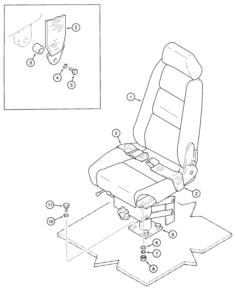 Схема запчастей Case 9050 - (9-34) - SEAT, SEAT BELTS AND MOUNTING (09) - CHASSIS