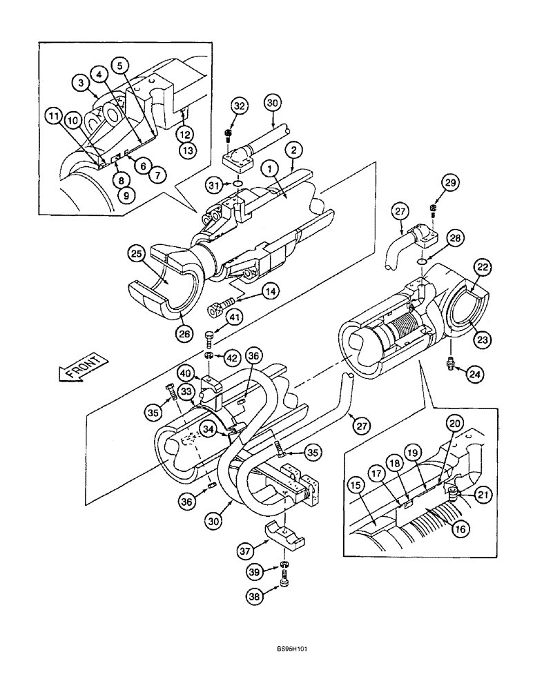 Схема запчастей Case 9060B - (8-140) - BOOM CYLINDERS, STANDARD MODELS WITHOUT LOAD HOLDING OPTION (08) - HYDRAULICS