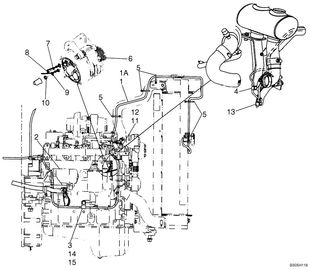 Схема запчастей Case 650K - (04-09) - HARNESS, ENGINE (RIGHT-HAND SIDE) - ALTERNATOR (04) - ELECTRICAL SYSTEMS