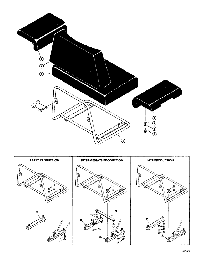 Схема запчастей Case 1150 - (132) - SEAT FRAME AND CUSHIONS (05) - UPPERSTRUCTURE CHASSIS