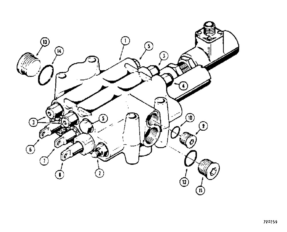 Схема запчастей Case 450 - (224[1]) - R24135 LOADER CONTROL VALVE (3 SPOOL) USED ON MODELS WITH RETURN TO DIG FEATURE (07) - HYDRAULIC SYSTEM