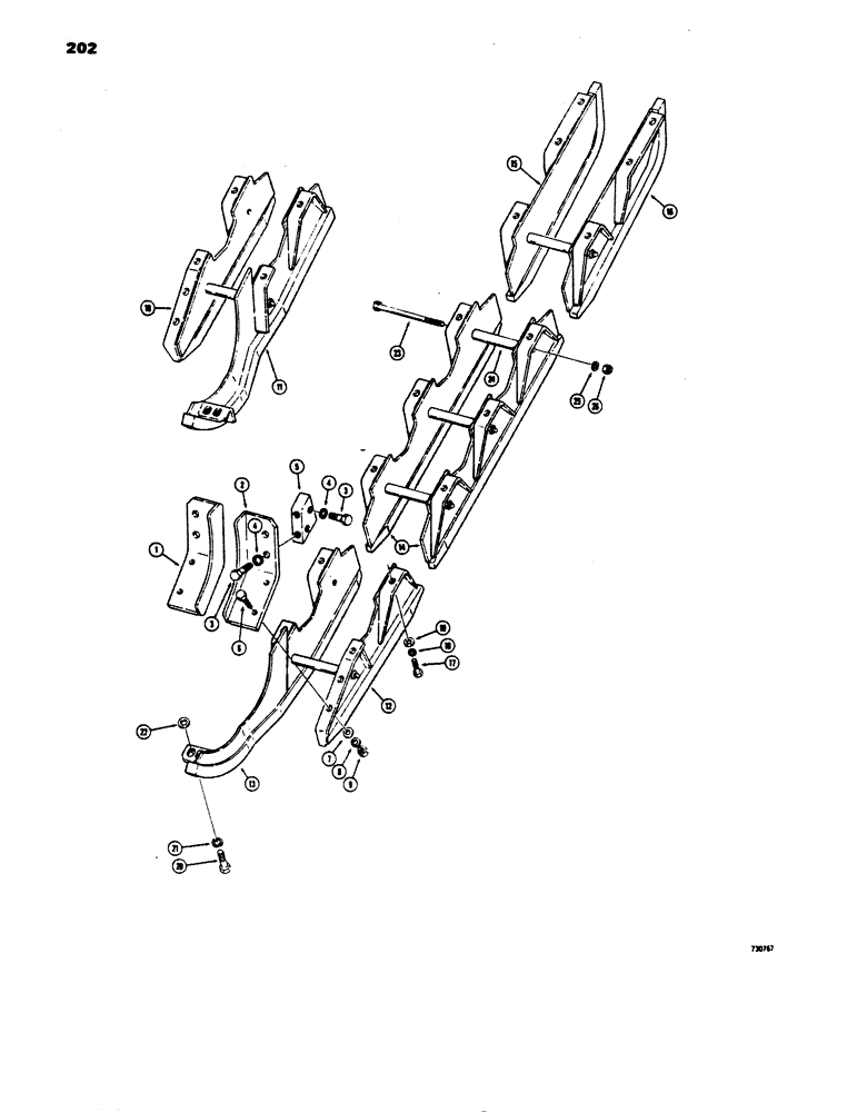 Схема запчастей Case 450 - (202) - TRACK GUIDES, TRACTOR SN. 3050801 AND AFTER (04) - UNDERCARRIAGE