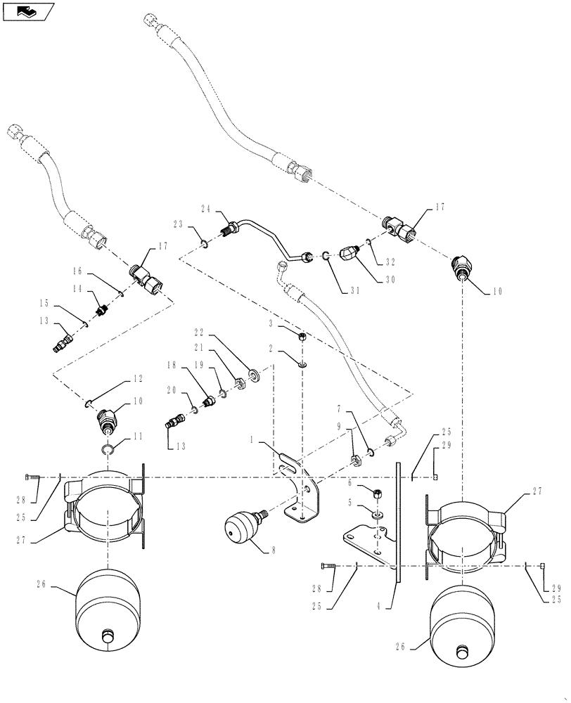 Схема запчастей Case 521F - (33.202.12) - BRAKE ACCUMULATOR INSTALLATION (33) - BRAKES & CONTROLS