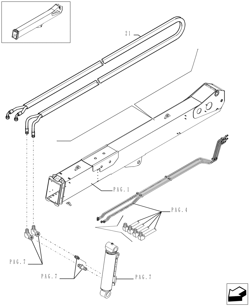 Схема запчастей Case TX742 - (9.80092[05]) - ARM FOR 4 FUNCTIONS (42 FEET) - OPTIONAL CODE 749027341 (83) - TELESCOPIC SINGLE ARM