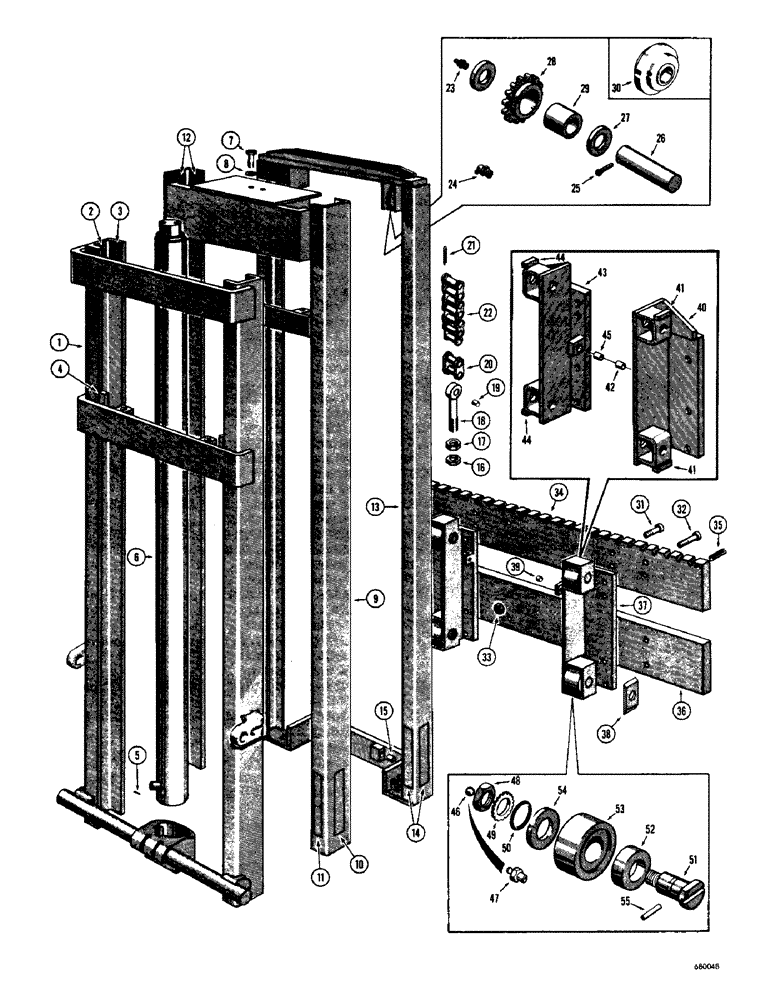 Схема запчастей Case 530 - (12) - MAST AND RELATED PARTS, STANDARD 21 FOOT 6 INCH MAST (83) - TELESCOPIC SINGLE ARM