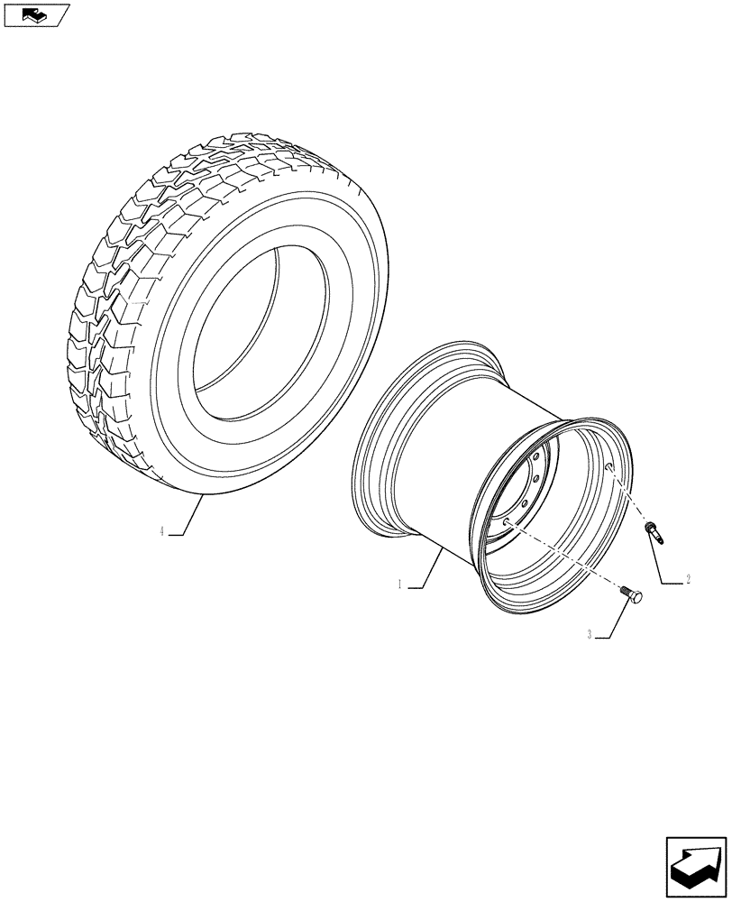 Схема запчастей Case 580SN - (44.511.0501) - VAR - 8101110 - WHEELS, FRONT - TIRES - 2WD (44) - WHEELS